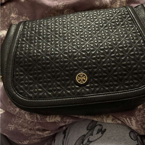 Tory Burch Black Embossed Shoulder Bag - Picture 1 of 11